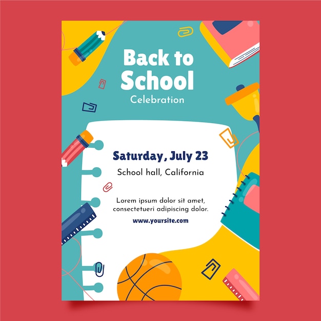 Hand drawn back to school vertical poster template