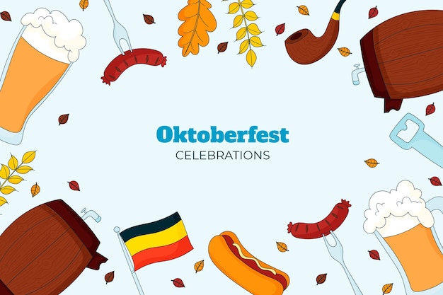 Hand drawn background for oktoberfest beer festival celebration