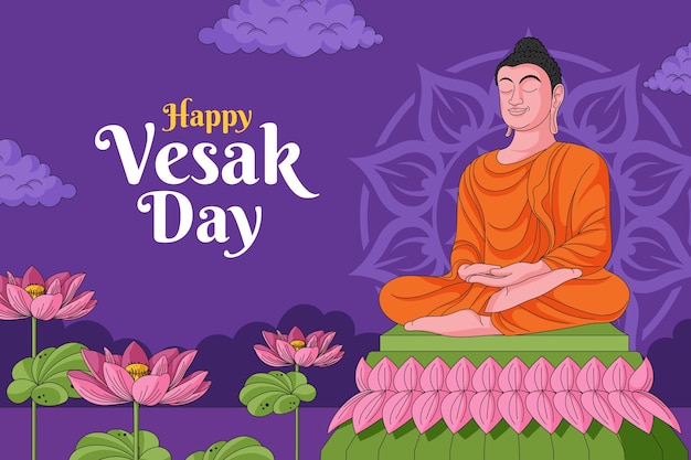 Hand drawn background for vesak festival celebration