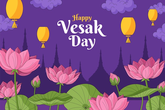 Hand drawn background for vesak festival celebration