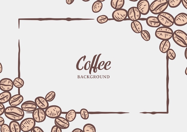 Hand drawn background with coffee beans, Vector coffee background design