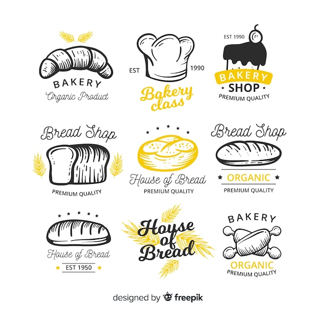 Hand drawn bakery badge collection