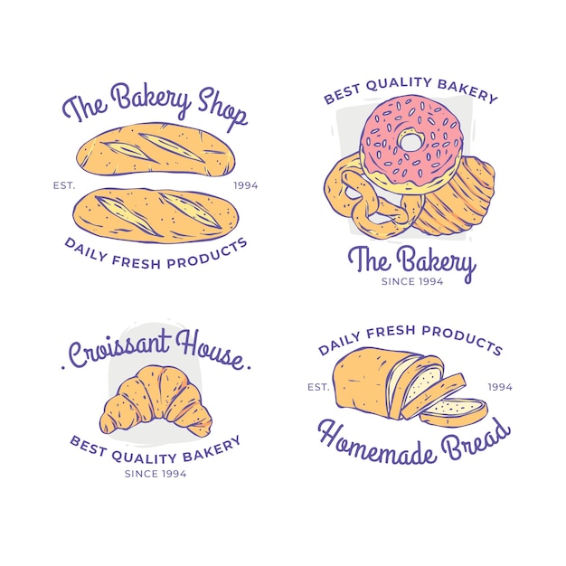 Hand Drawn Bakery Logo Collection