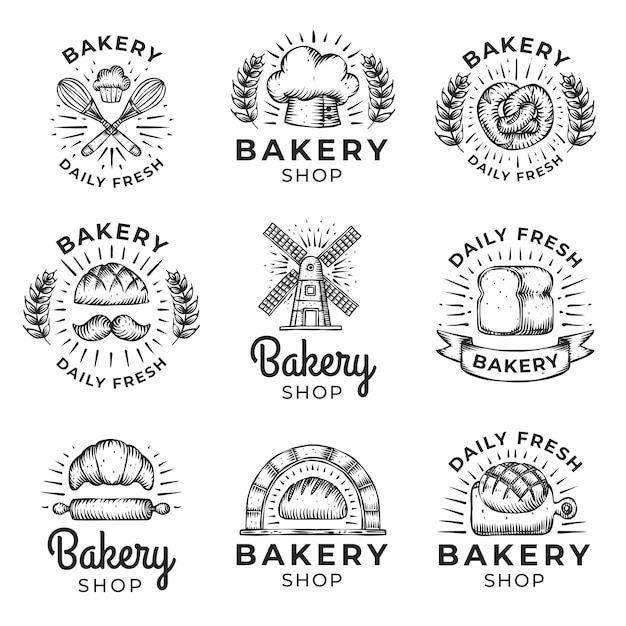 Hand Drawn Bakery Logo Collection