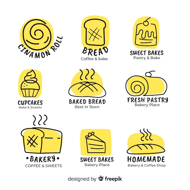 Hand drawn bakery logo template