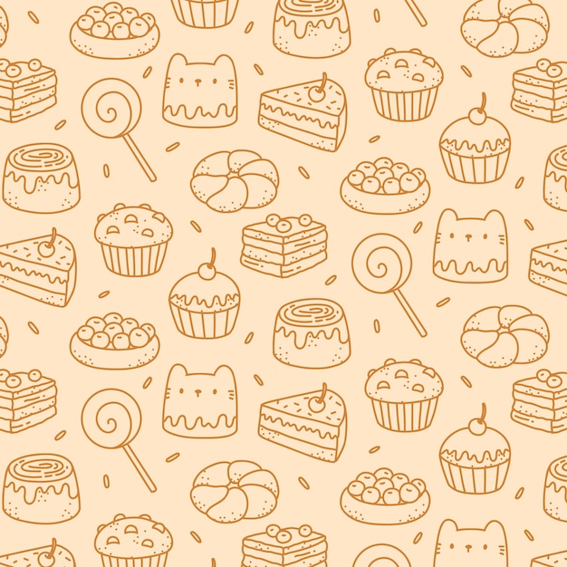 Vector hand drawn bakery pattern design