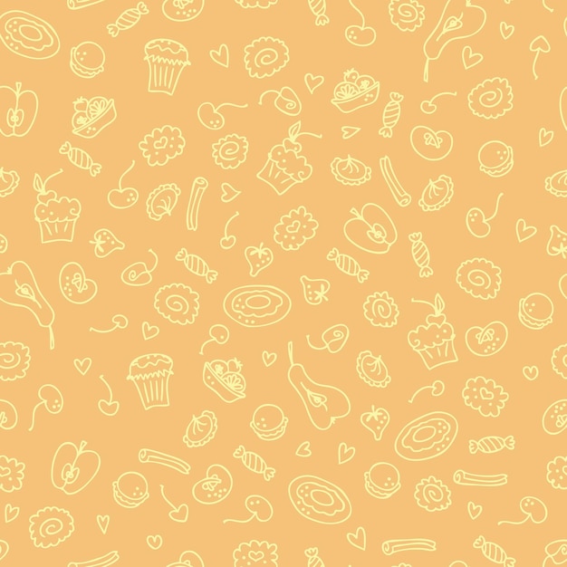 Hand drawn bakery seamless pattern background Perfect for scrapbooking textile and prints Hand drawn vector illustration for decor and design