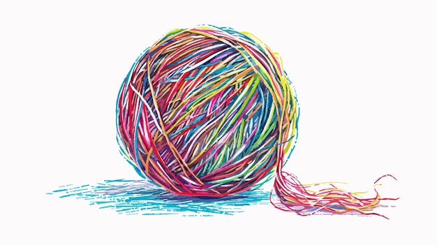 Vector hand drawn ball of threads vector isolated