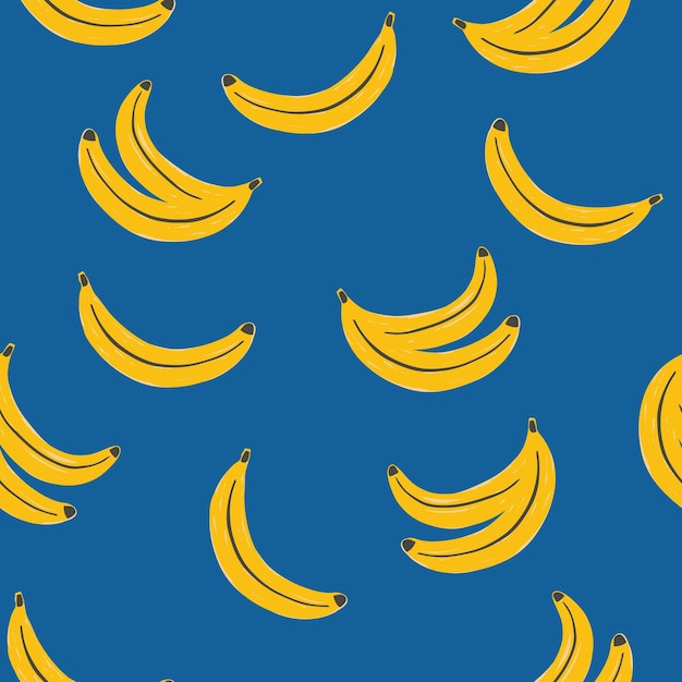 Hand drawn Banana seamless pattern on the summer blue backgroundDesign for fashion fabric textile wallpaper cover web wrapping and all prints xAxA