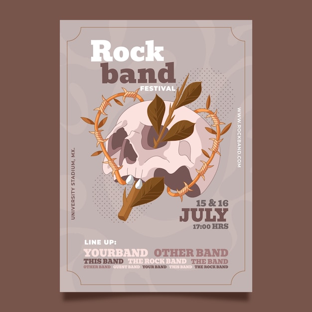 Vector hand drawn band poster template