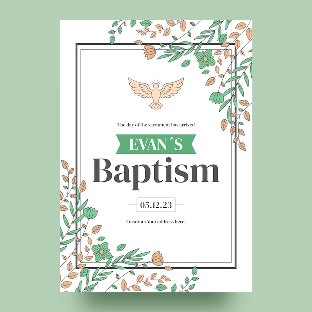 Vector hand drawn baptism ceremony poster template