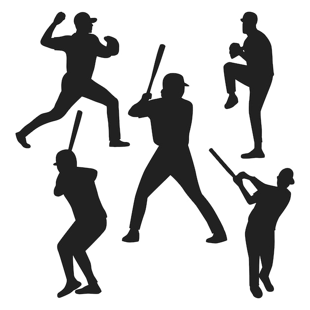 Hand drawn baseball player silhouette