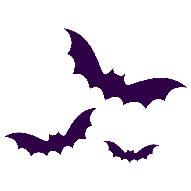 Vector hand drawn bat silhouettes collection for halloween celebration on white