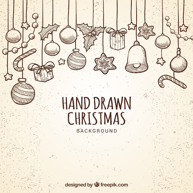 Hand drawn baubles background