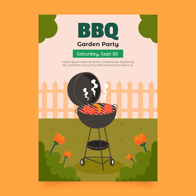 Vector hand drawn bbq party poster design