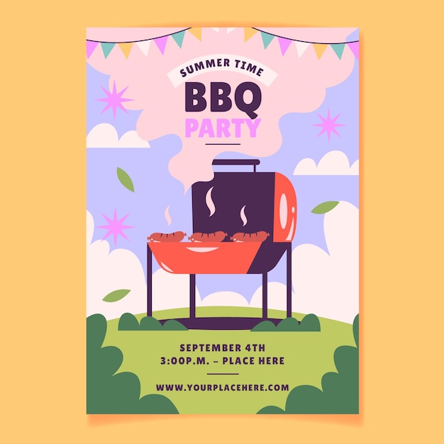 Vector hand drawn bbq poster template