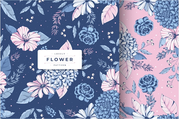 hand drawn beatiful flower pattern collection