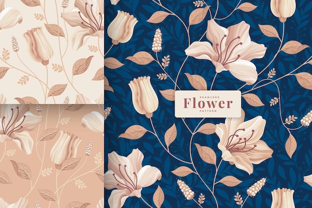 Hand drawn beautiful pastel colour floral pattern collection