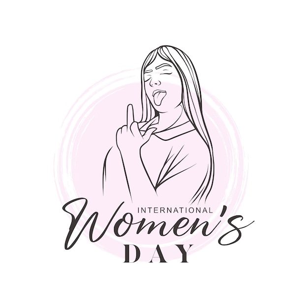 Hand drawn beautiful woman for international women's day in line art style