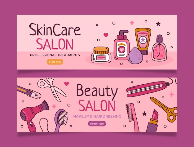 Hand drawn beauty salon banner