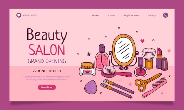 Hand drawn beauty salon landing page