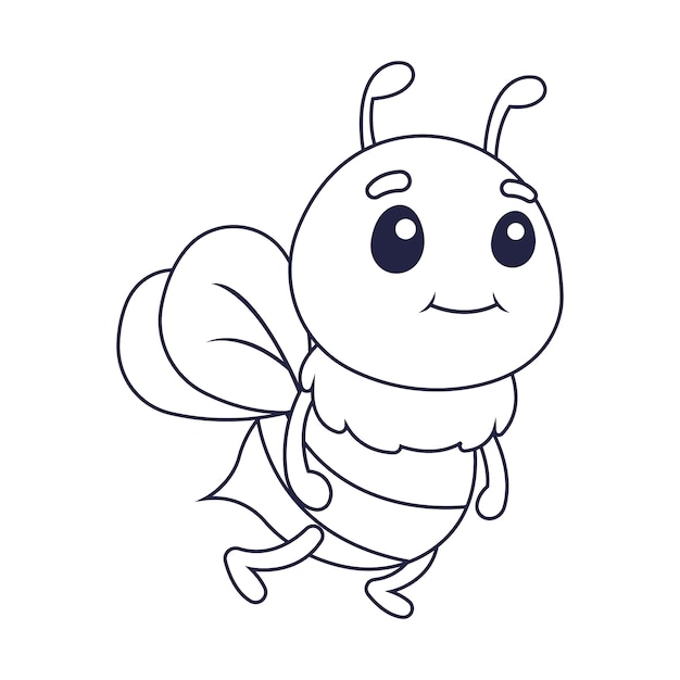 Hand drawn bee outline illustration