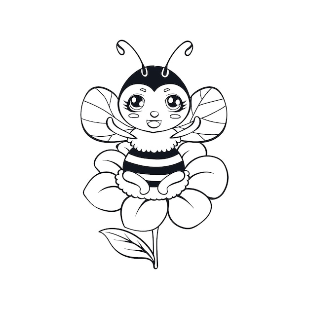 Hand drawn bee outline illustration