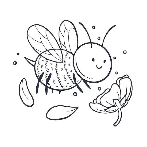 Hand drawn bee outline illustration