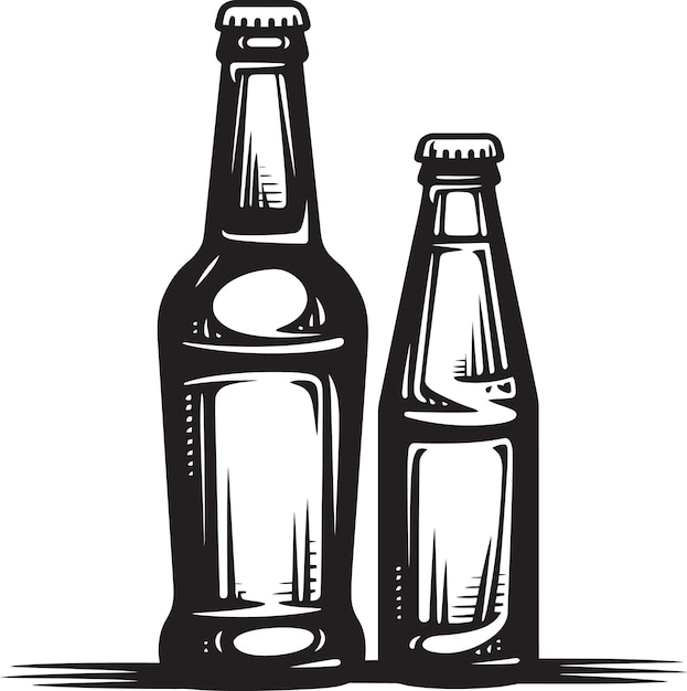 Hand Drawn Beer Bottle Vector with Custom Label Glossy Finish and Subtle Reflection Effects