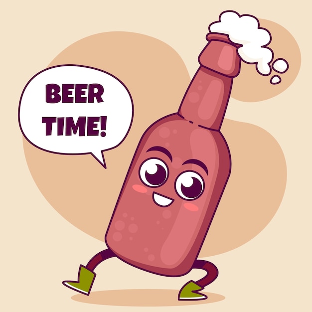 Hand drawn beer cartoon illustration