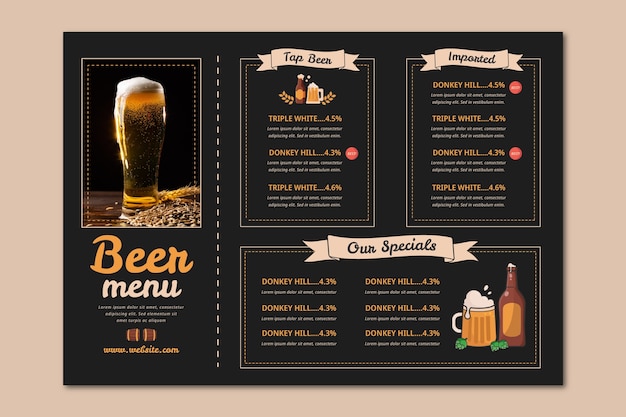 Hand drawn beer menu design