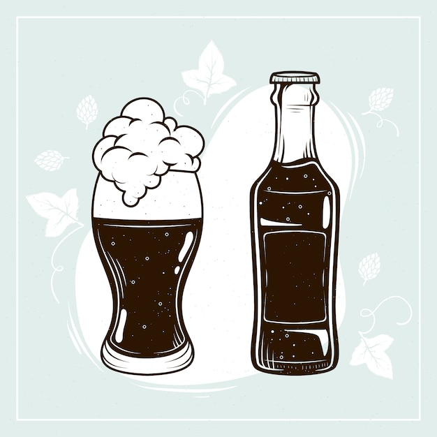 Hand drawn beer  silhouette illustration