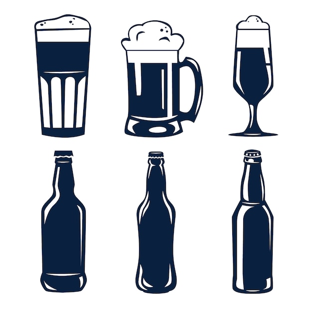 Hand drawn beer  silhouette set