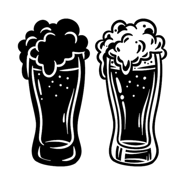 Hand drawn beer  silhouette set