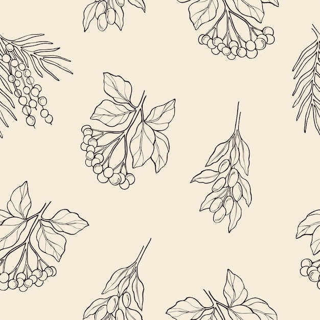 Hand drawn berries seamless pattern