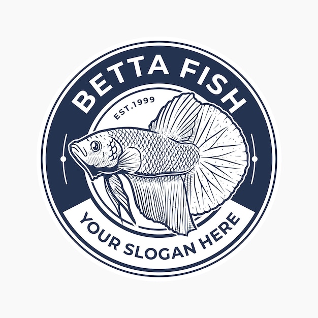 hand drawn betta fish badge