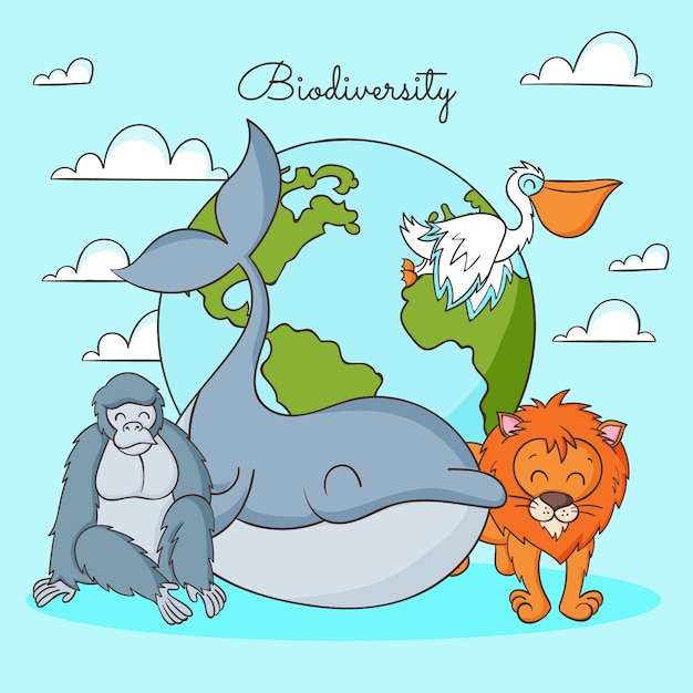 Hand drawn biodiversity illustration