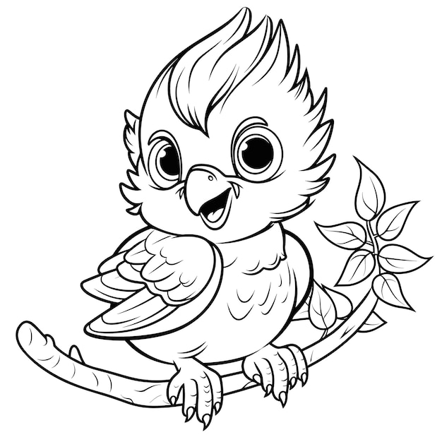 hand drawn bird outline illustration Premium vector Cute Bird for kids coloring page