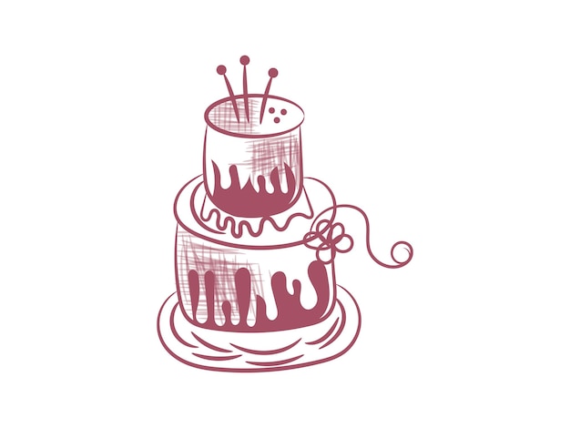 Vector hand drawn birthday cake outline illustration