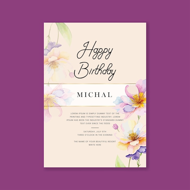 Hand drawn birthday invitation template