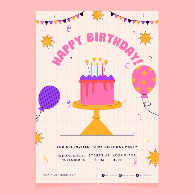 Hand drawn birthday template