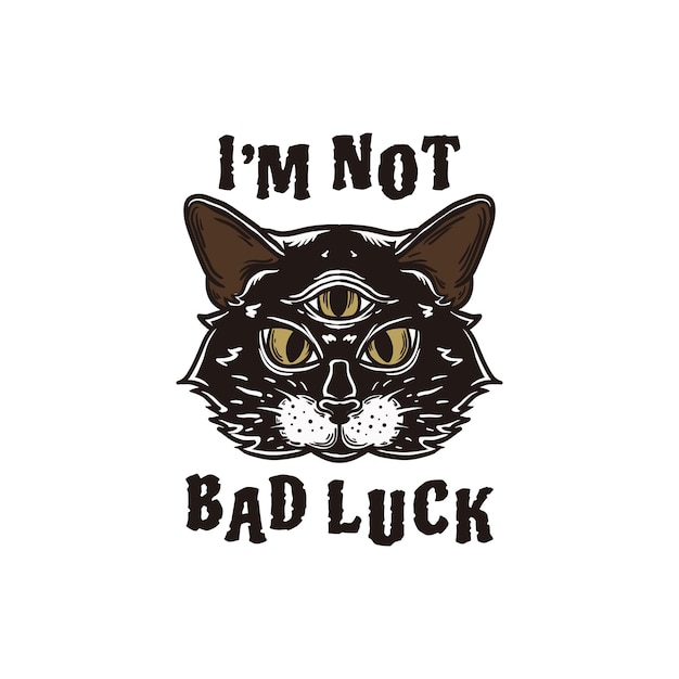 Hand drawn black cats are not bad luck illustration