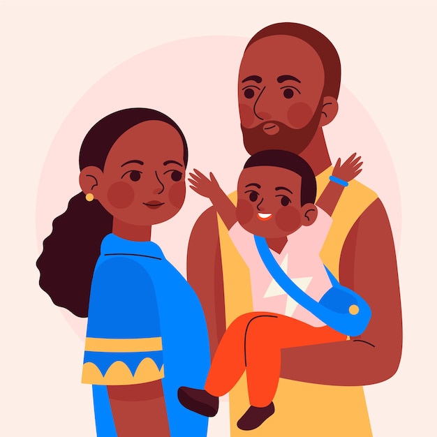 Hand drawn black family illustration