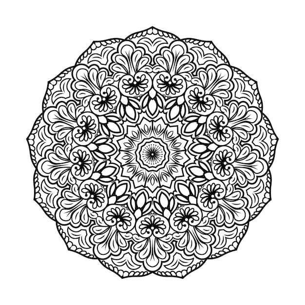 Hand drawn black mandala coloring book page for kids and adult Premium Vector, seamless pattern