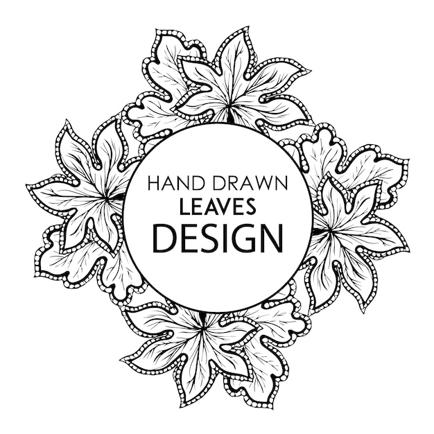 Hand Drawn Black And White Leaves Design