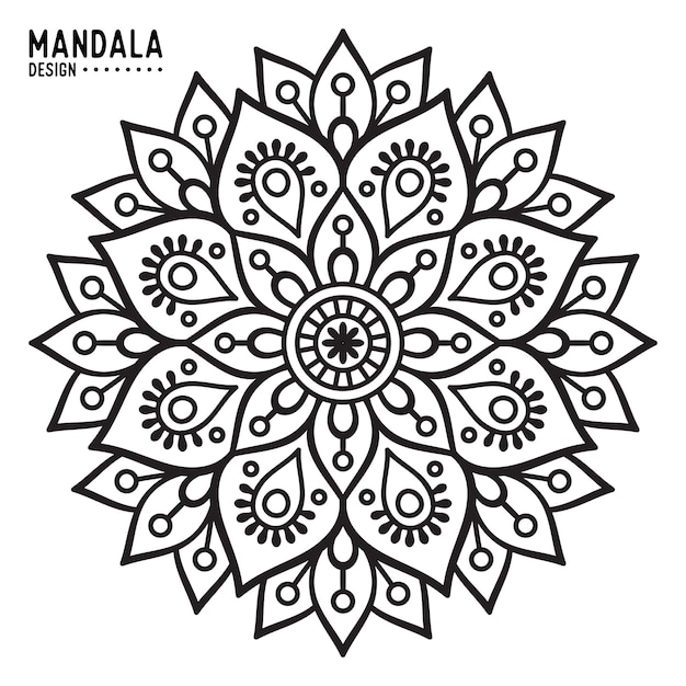 Hand drawn black and white mandala