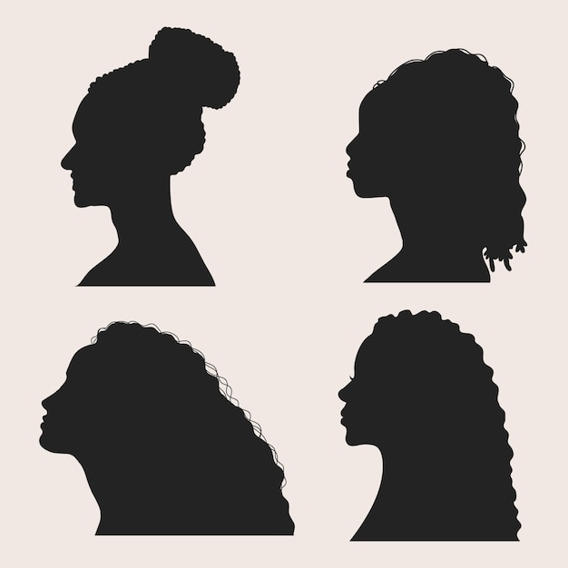 Hand drawn black woman silhouette