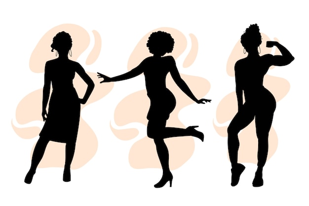 Hand drawn black woman silhouette