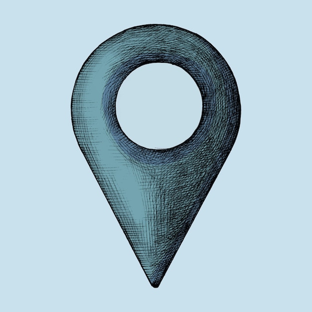 Hand-drawn blue location pin illustration