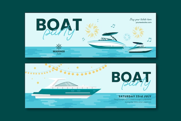 Hand drawn boat party horizontal banner